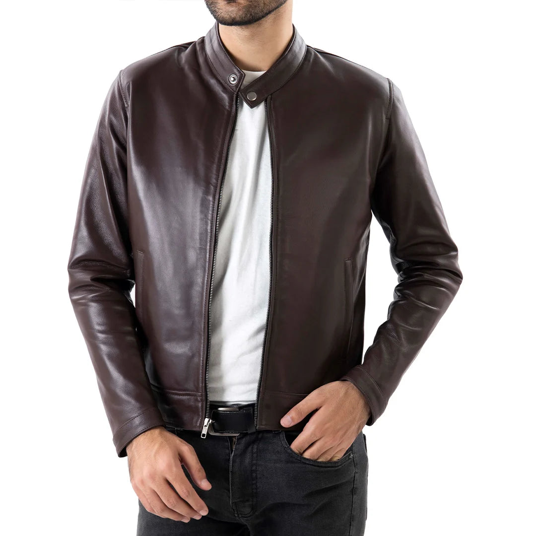 Men's Brown Lambskin Leather Jacket – Genuine Leather