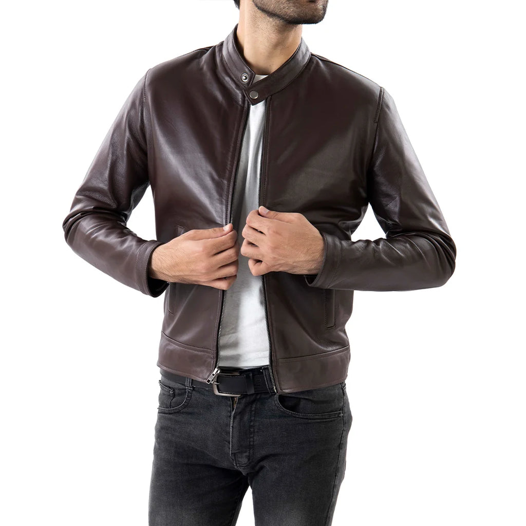 Men's Brown Lambskin Leather Jacket – Genuine Leather