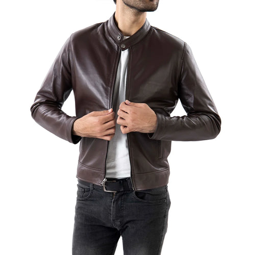 Men's Brown Lambskin Leather Jacket – Genuine Leather